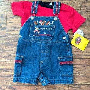 NWT Weeplay Denim Shortalls With‎ Under Shirt